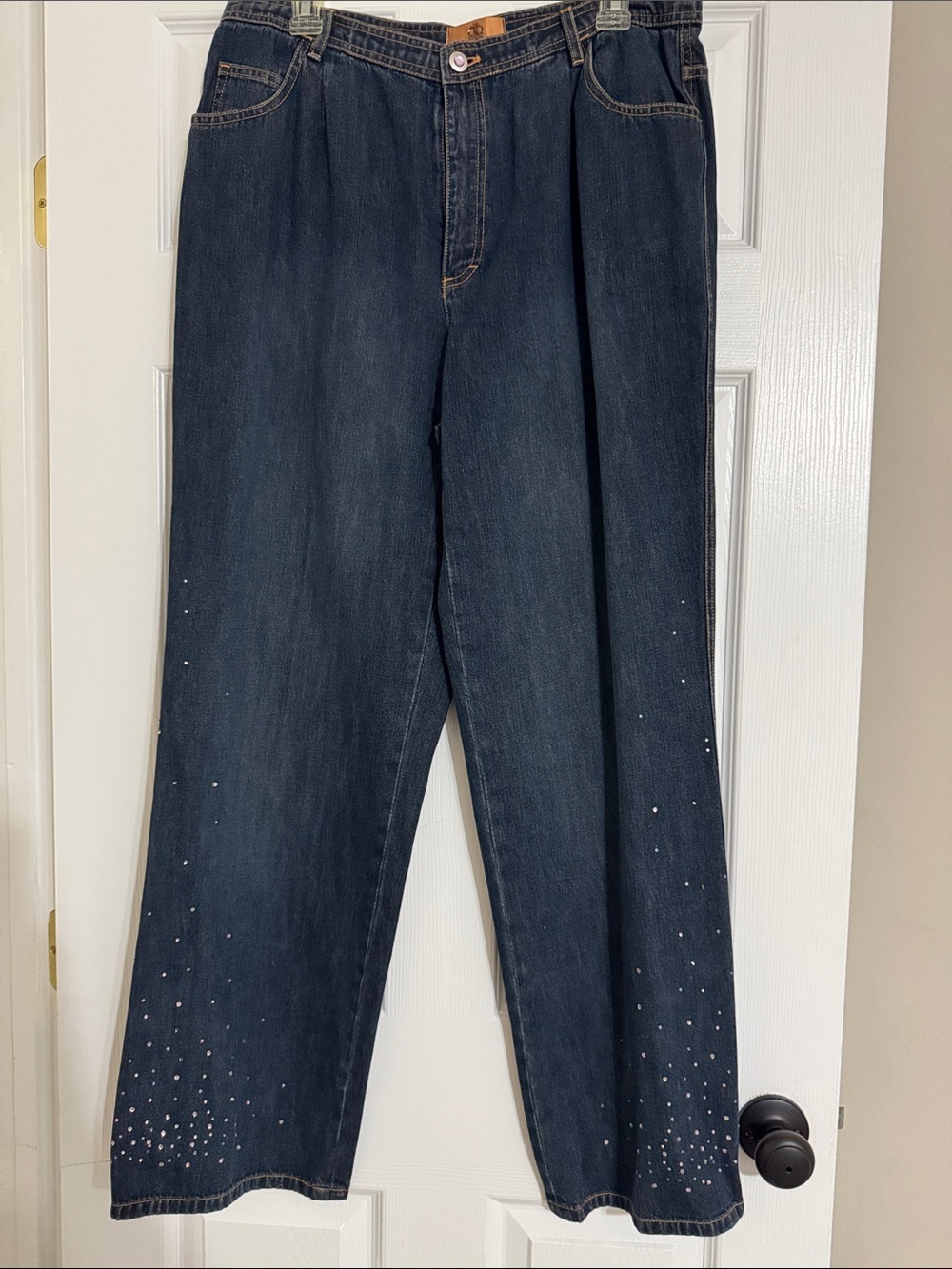 Dana Buchman Dark Wash Wide-Leg Jeans with Stud Detail - Women